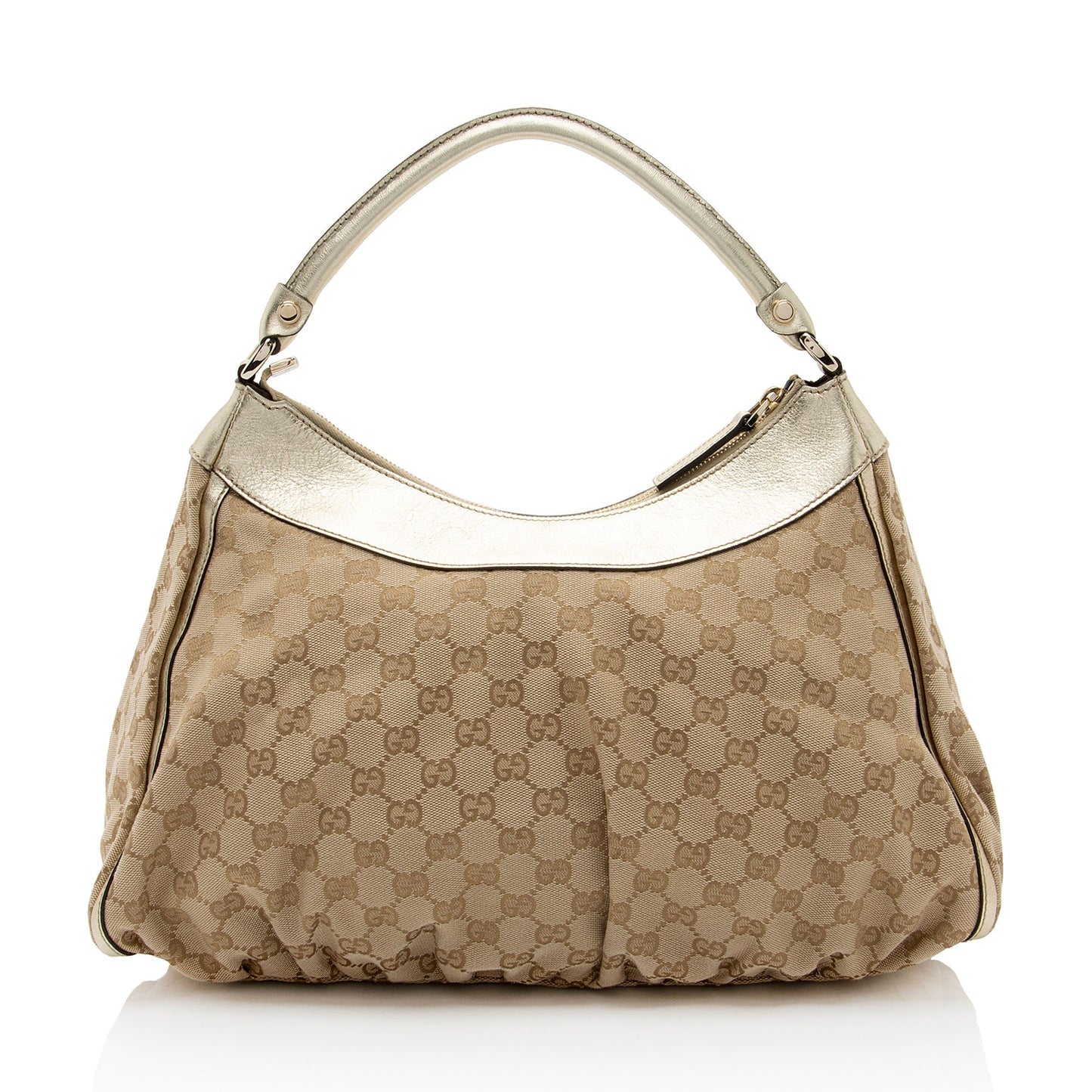 Gucci GG Canvas Metallic Leather D Ring Medium Hobo (SHF-hGJsEO)