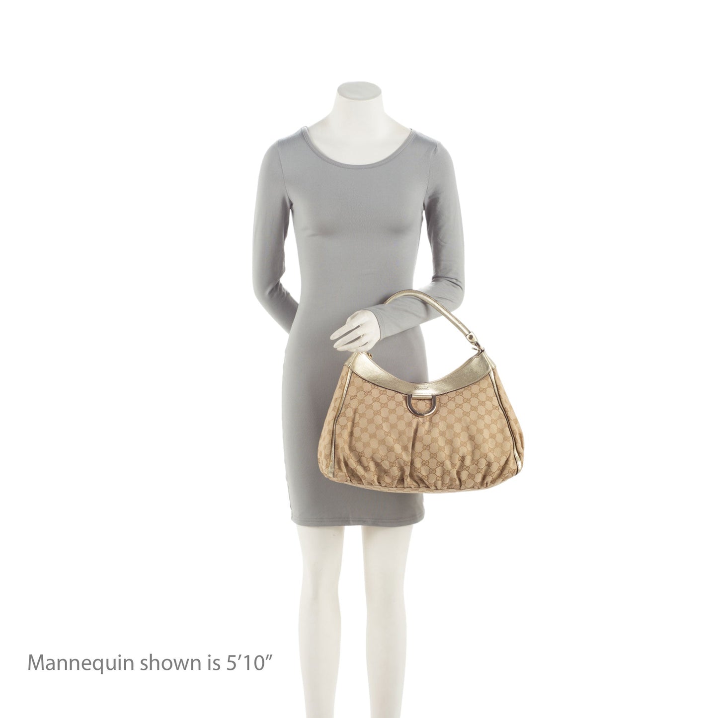 Gucci GG Canvas Metallic Leather D Ring Medium Hobo (SHF-hGJsEO)