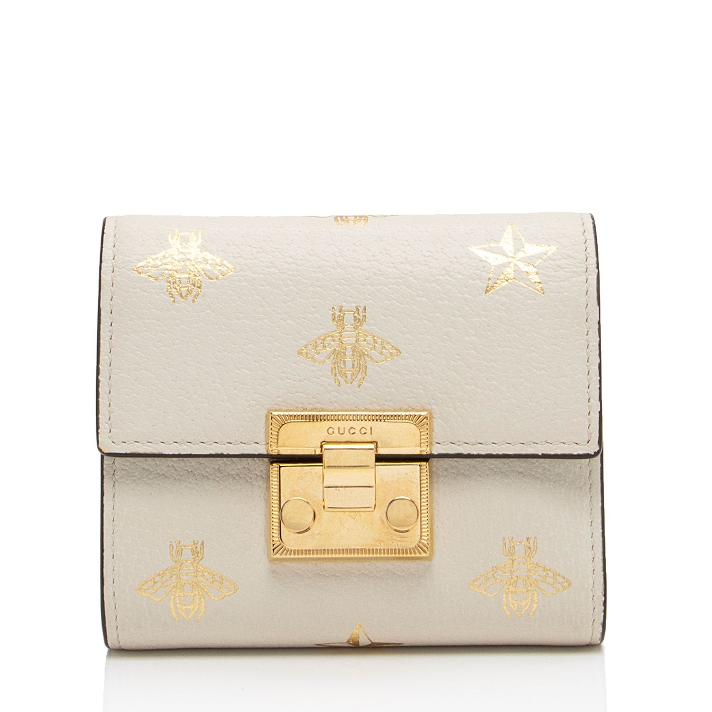 Gucci GG Supreme Leather Bee Star Padlock Compact Wallet (SHF-ZjgWCN)
