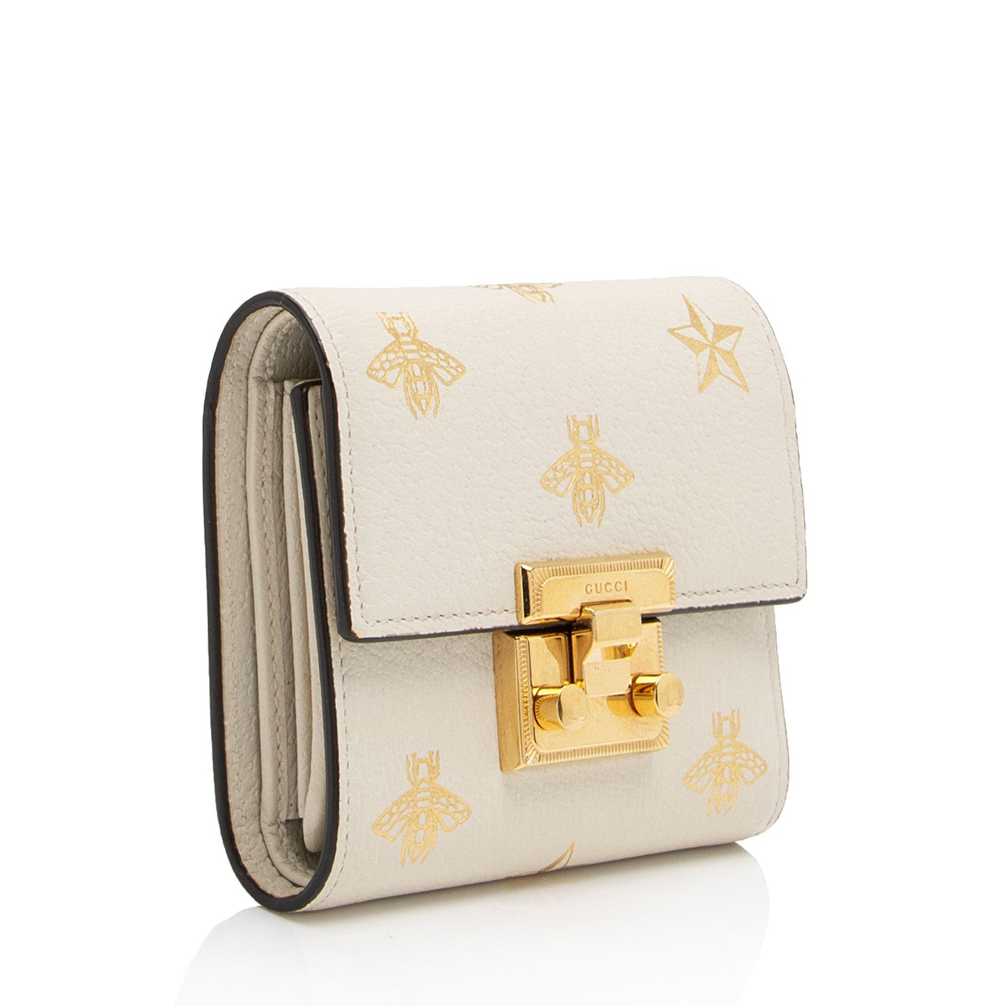 Gucci GG Supreme Leather Bee Star Padlock Compact Wallet (SHF-ZjgWCN)