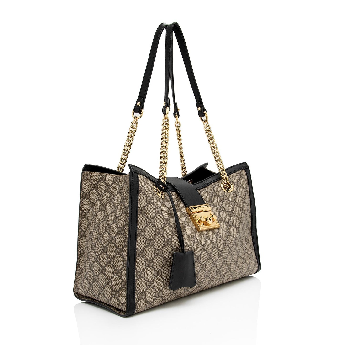 Gucci GG Supreme Padlock Chain Medium Shoulder Bag (SHF-pzwoLp)