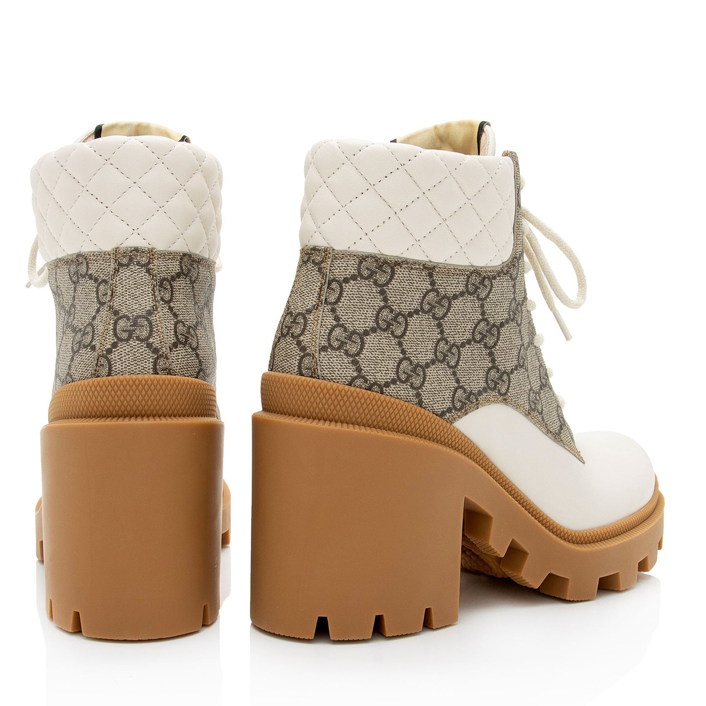 Gucci GG Supreme Quilted Calfskin Combat Boots - Size 8 / 38 (SHF-TXmeiw)
