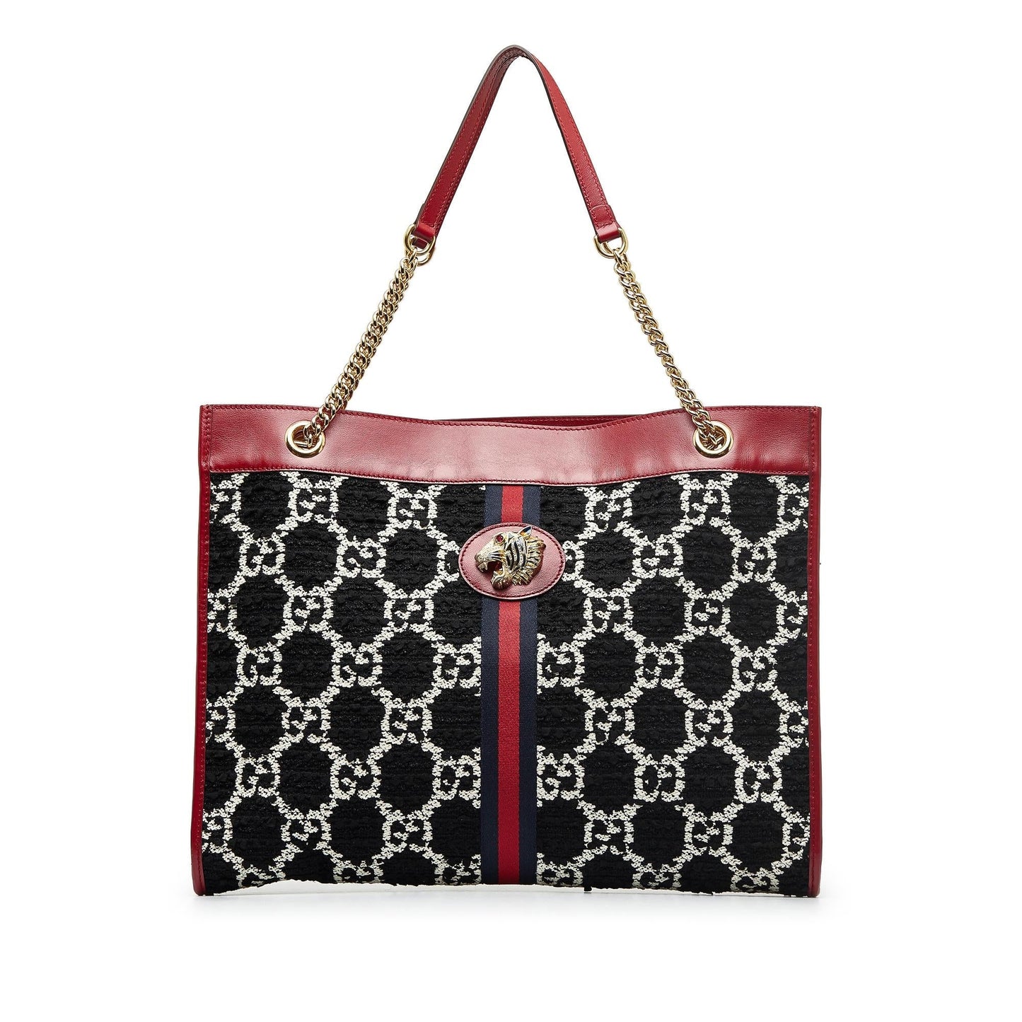 Gucci GG Tweed Rajah Web Tote (SHG-skW4za)