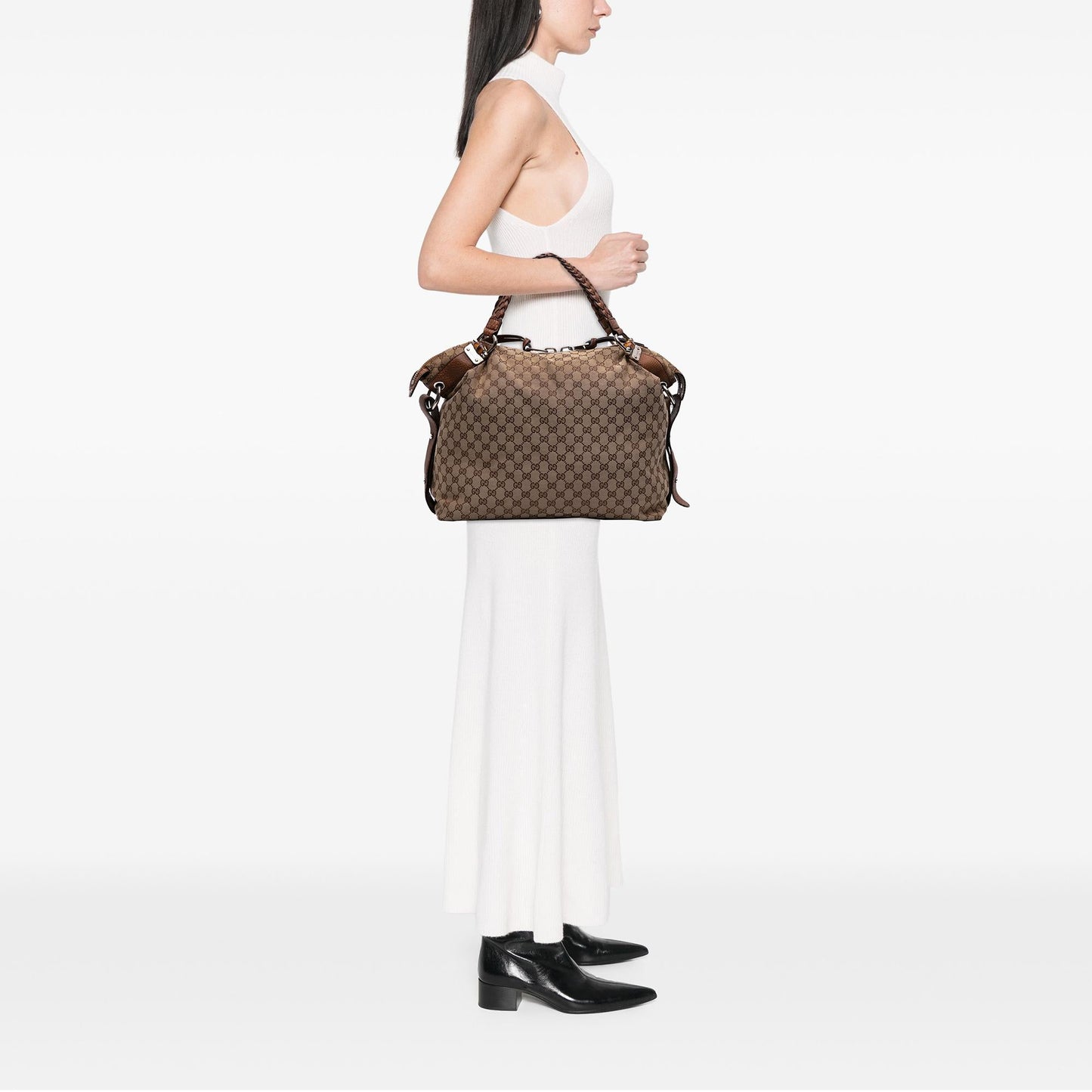 Gucci Large GG Canvas Bamboo Bar Tote