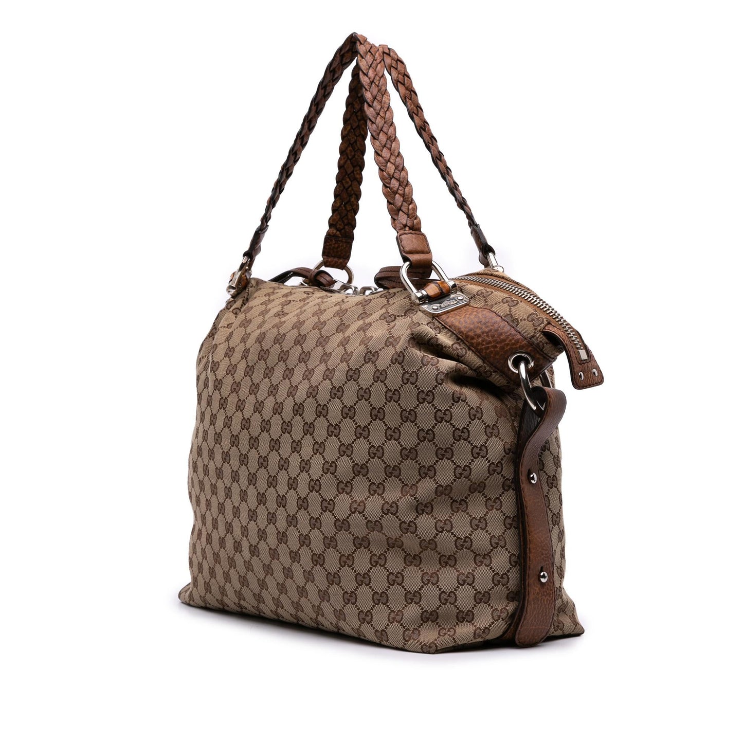 Gucci Large GG Canvas Bamboo Bar Tote