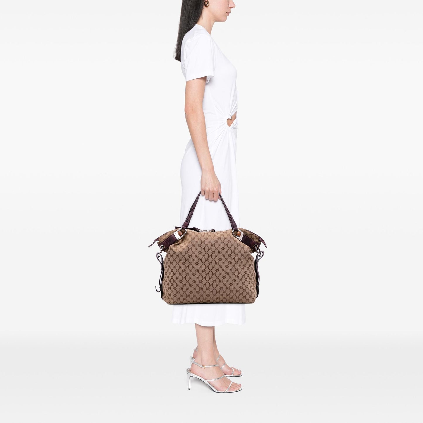 Gucci Large GG Canvas Bamboo Bar Tote