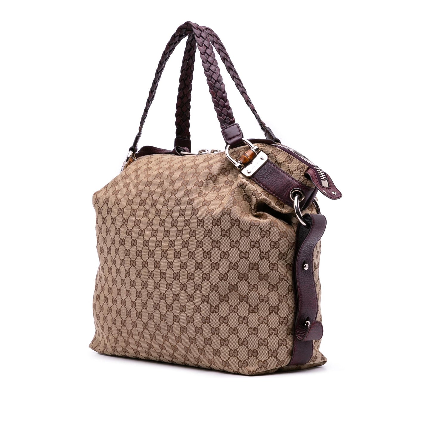 Gucci Large GG Canvas Bamboo Bar Tote