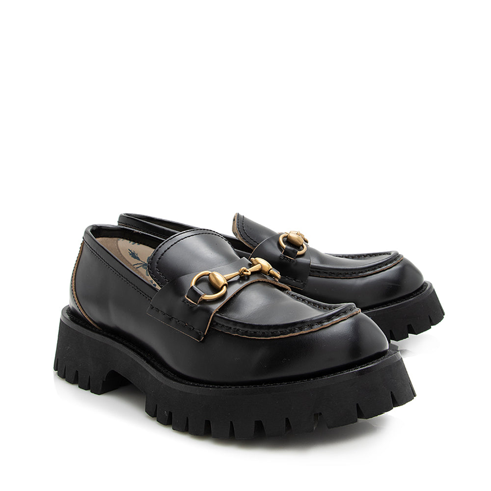 Gucci Leather Horsebit Lug Sole Loafers - Size 9 / 39 (SHF-22449)