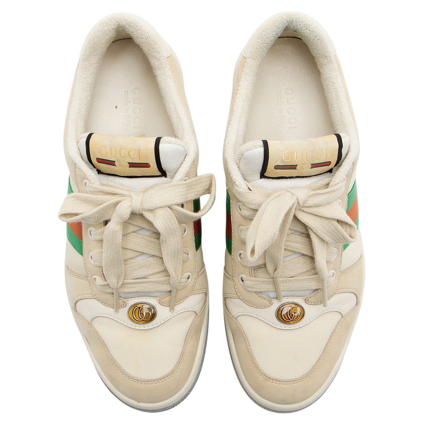 Gucci Leather Web Screener Sneakers - Size 8 / 38