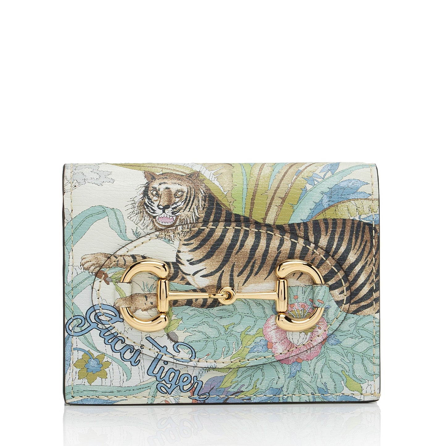 Gucci Leather Tiger Horsebit 1955 Card Holder (SHF-dh10uh)