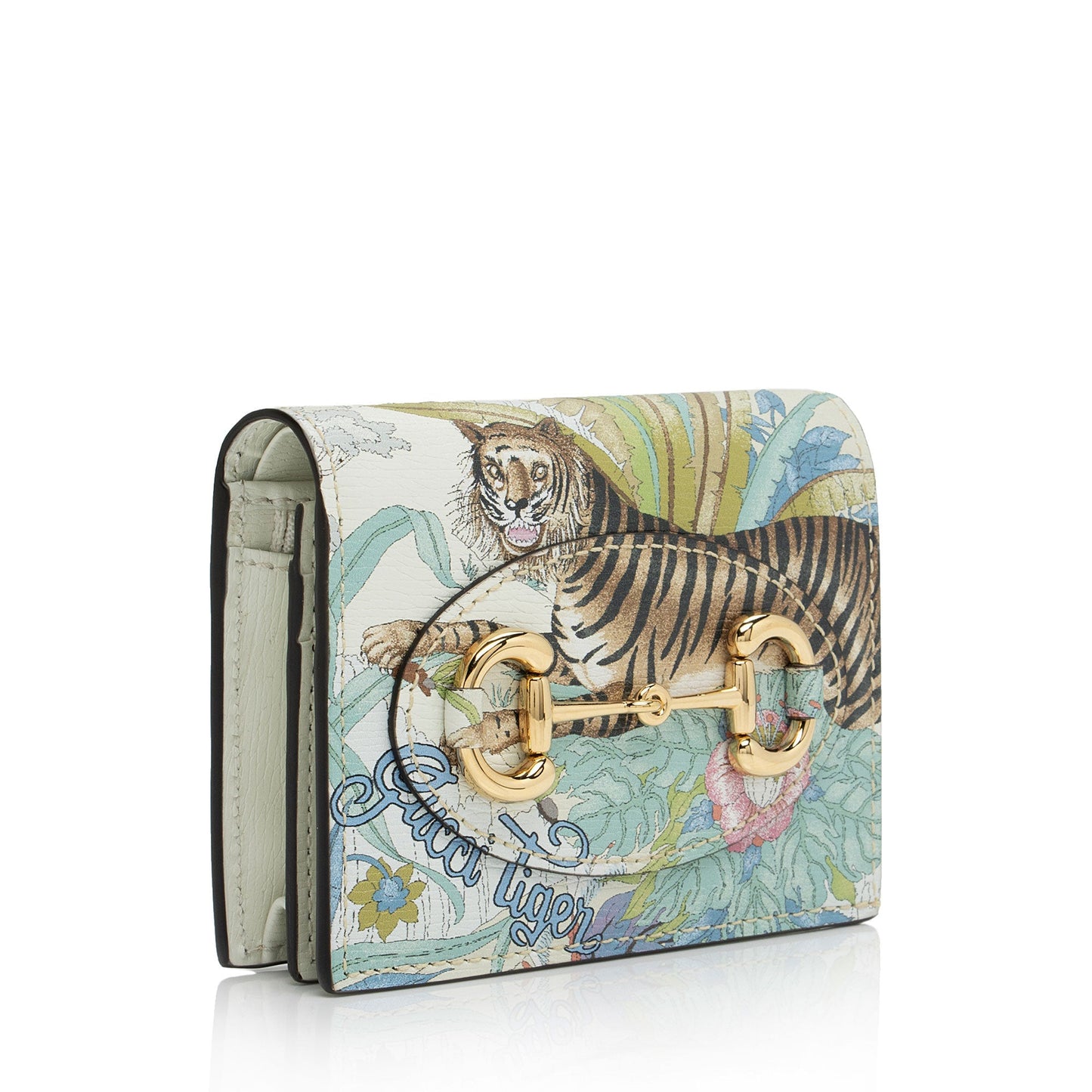 Gucci Leather Tiger Horsebit 1955 Card Holder (SHF-dh10uh)