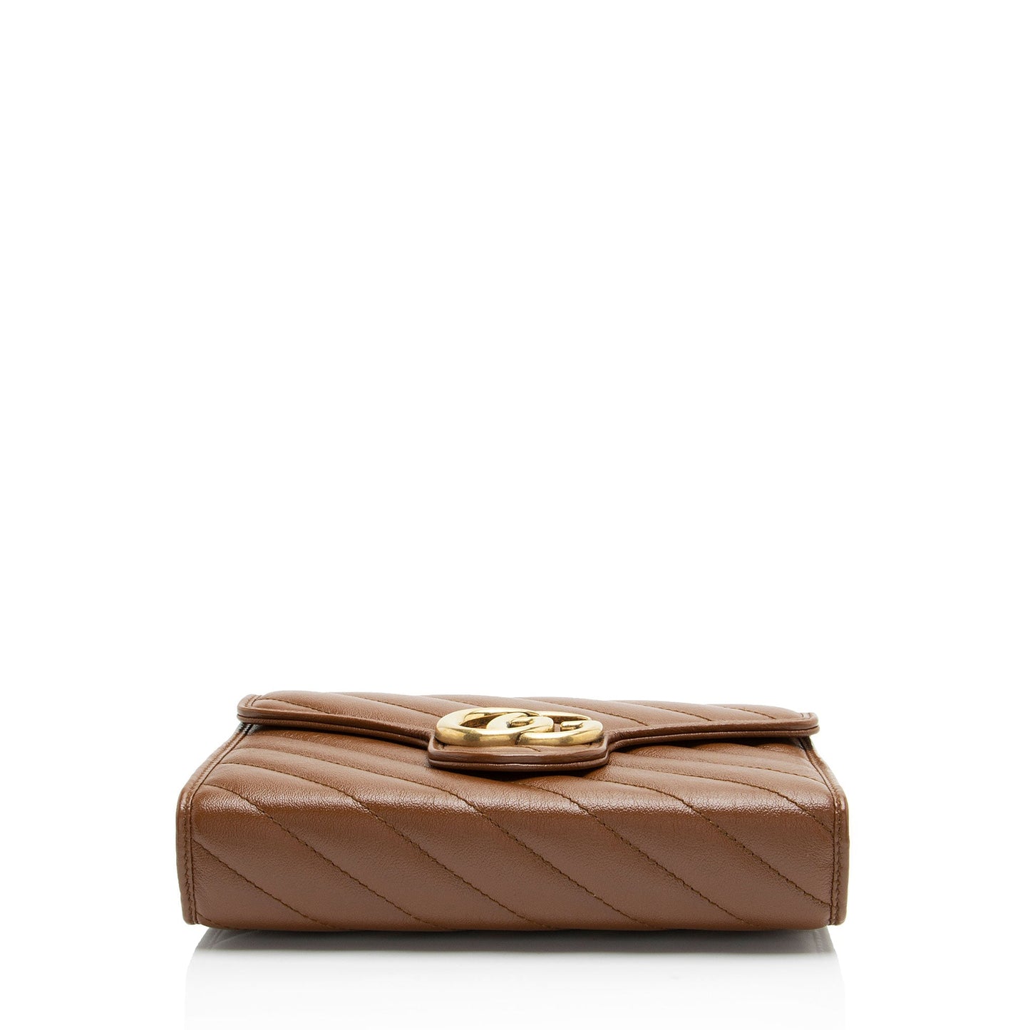 Gucci Diagonal Mattelasse Leather GG Marmont Wallet on Chain
