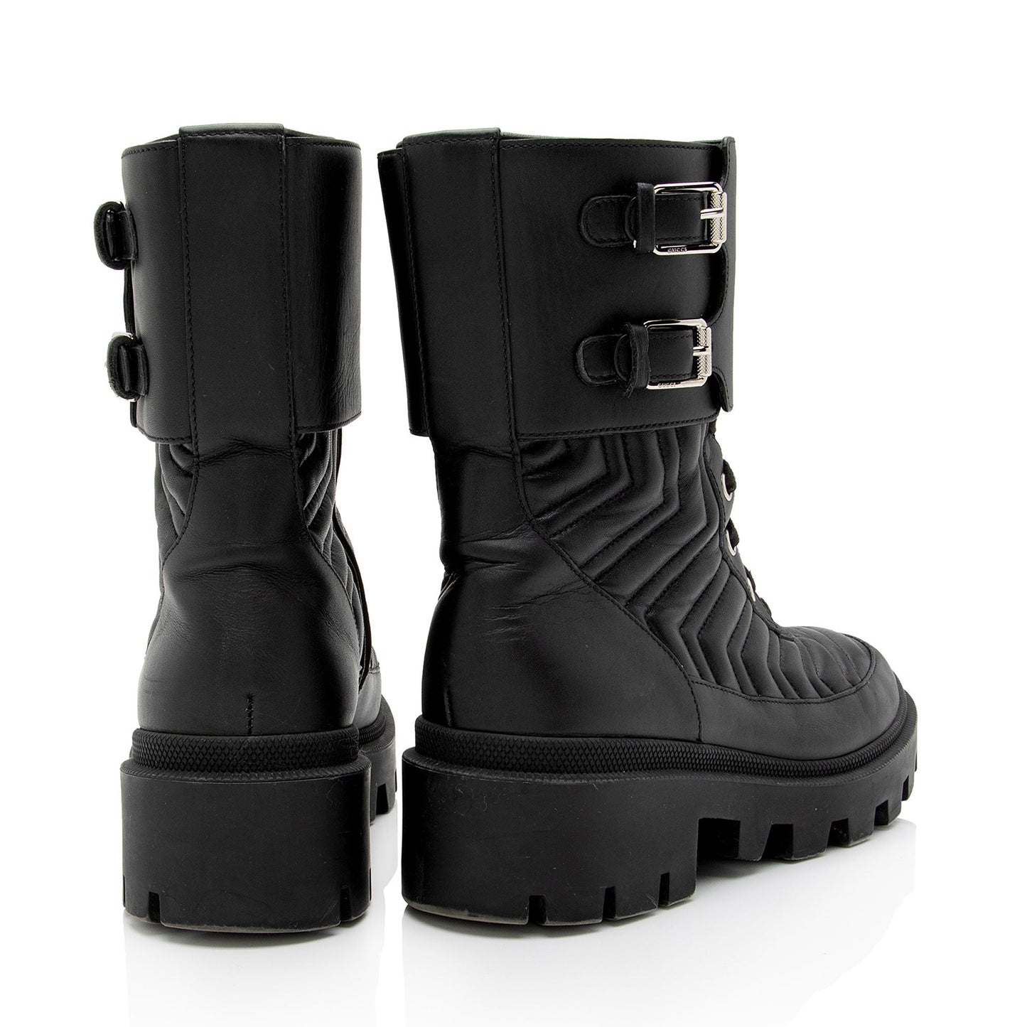 Gucci Matelasse Leather GG Marmont Charlotte Boots - Size 7.5 / 37.5 (SHF-liB5vn)