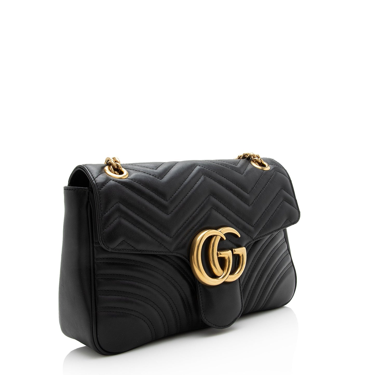 Gucci Matelasse Leather GG Marmont Medium Shoulder Bag (SHF-22884)