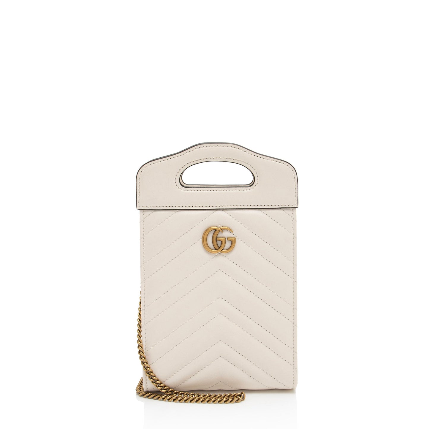 Gucci Matelasse Leather GG Marmont Mini Slip Top Handle (SHF-krsWgi)