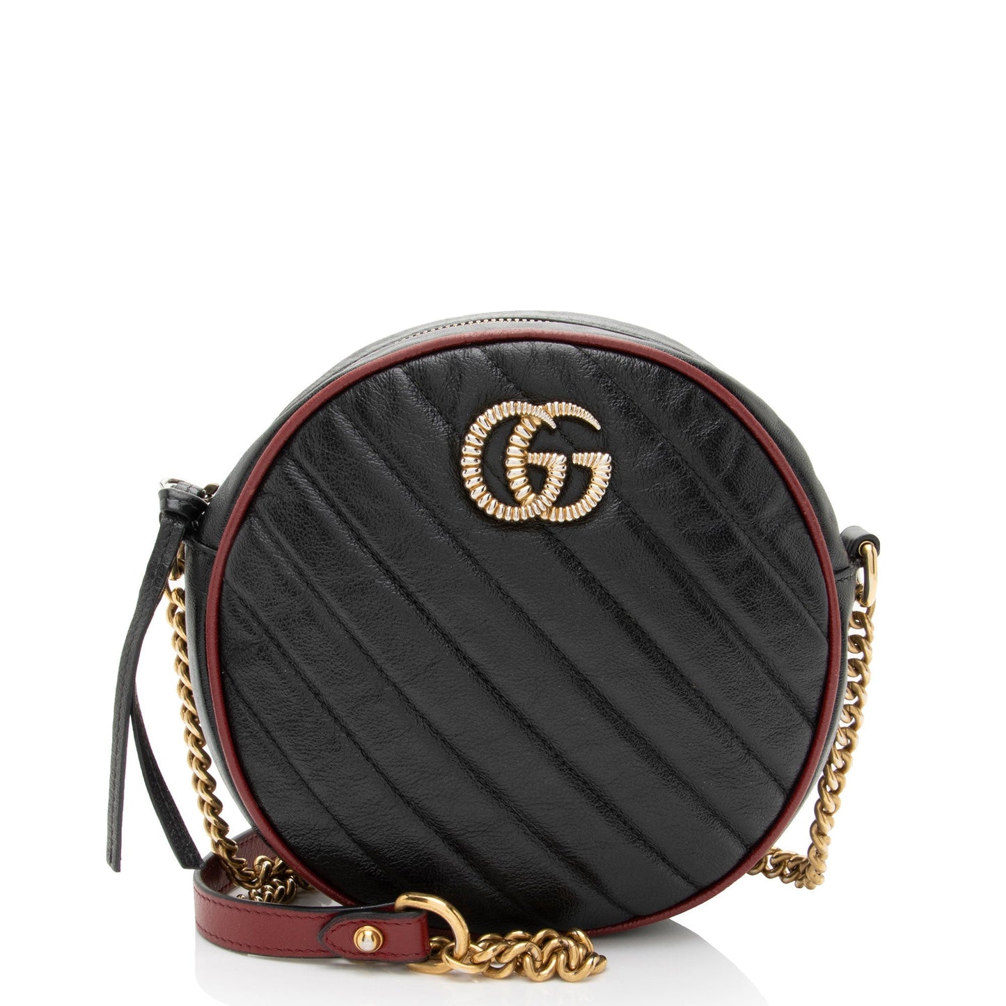 Gucci Matelasse Leather Torchon GG Marmont Round Mini Shoulder Bag