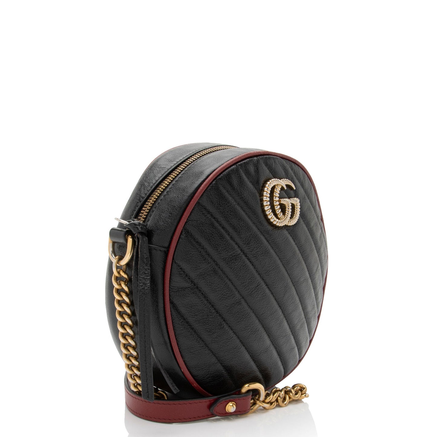 Gucci Matelasse Leather Torchon GG Marmont Round Mini Shoulder Bag