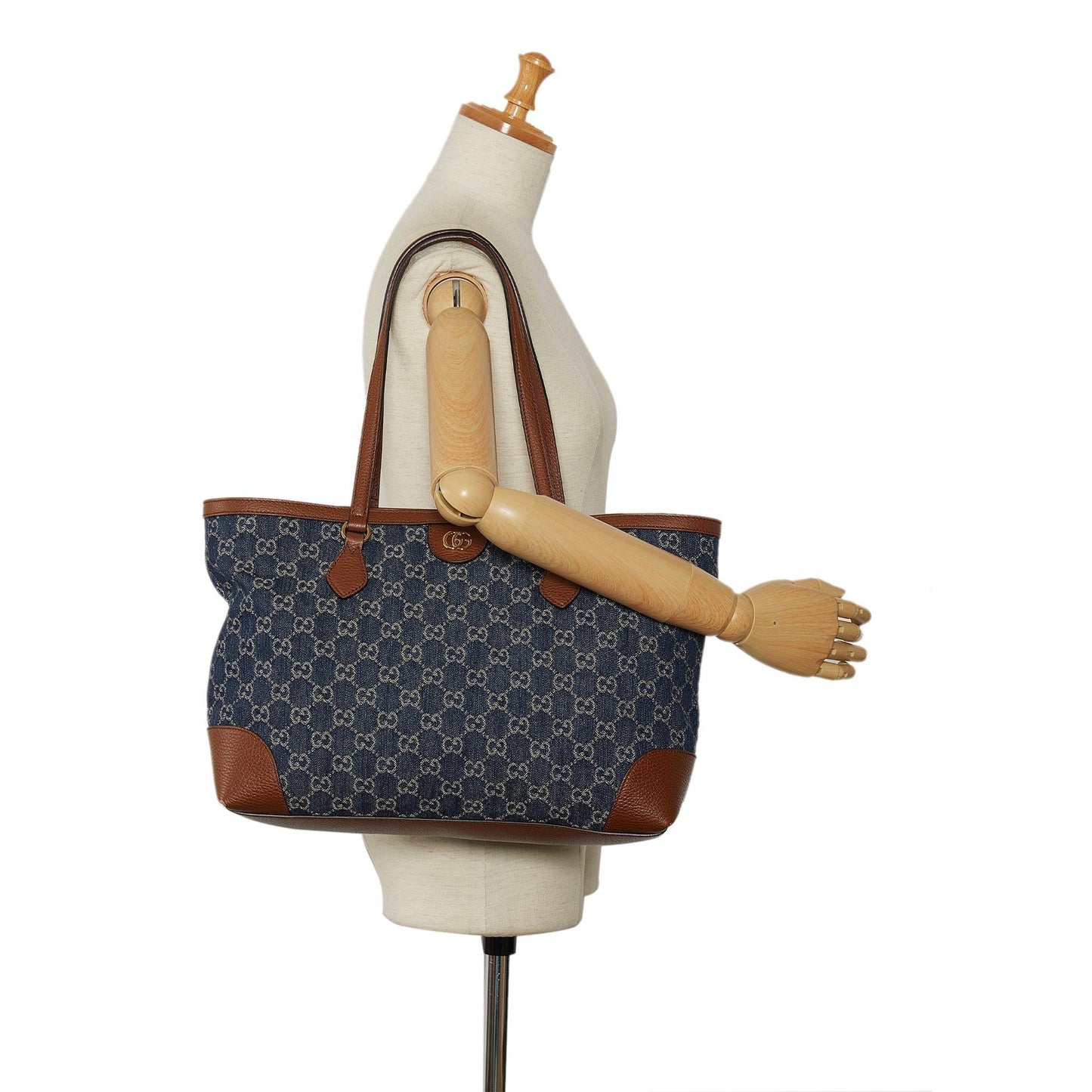 Gucci Medium GG Denim Ophidia Shopping Tote (SHG-TjQd49)