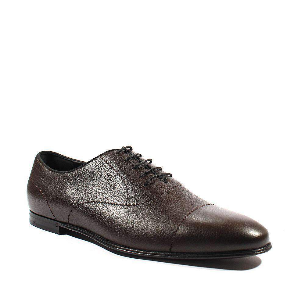 Gucci Men's Shoes Brown Pebbled Leather Oxfords (GGM1543)