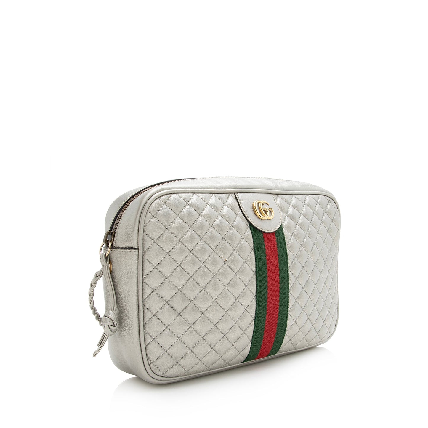 Gucci Metallic Quilted Leather Web Trapuntata Small Shoulder Bag (SHF-22451)