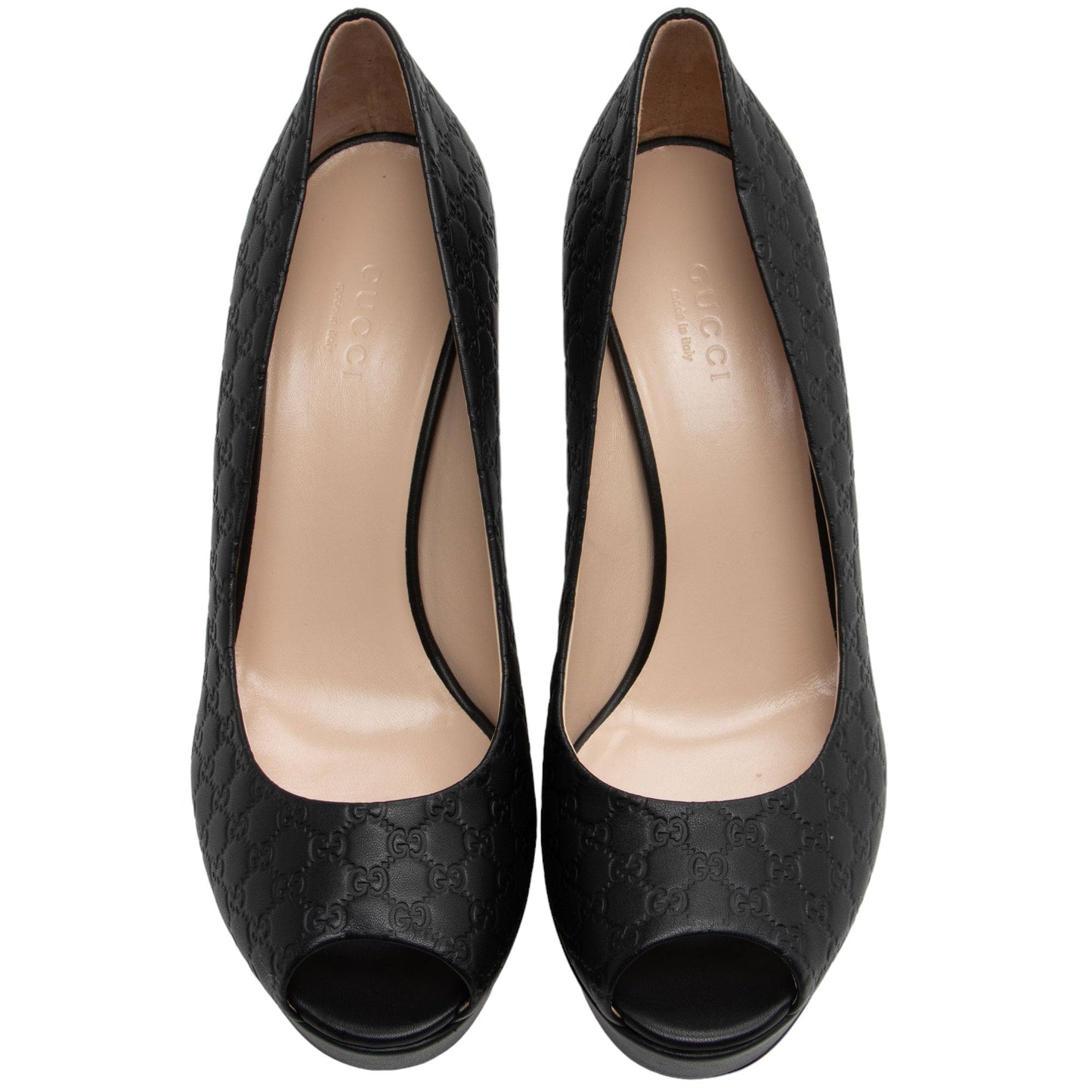 Gucci Microguccissima Peep Toe Pumps - Size 7.5 / 37.5 (SHF-CQZLdG)