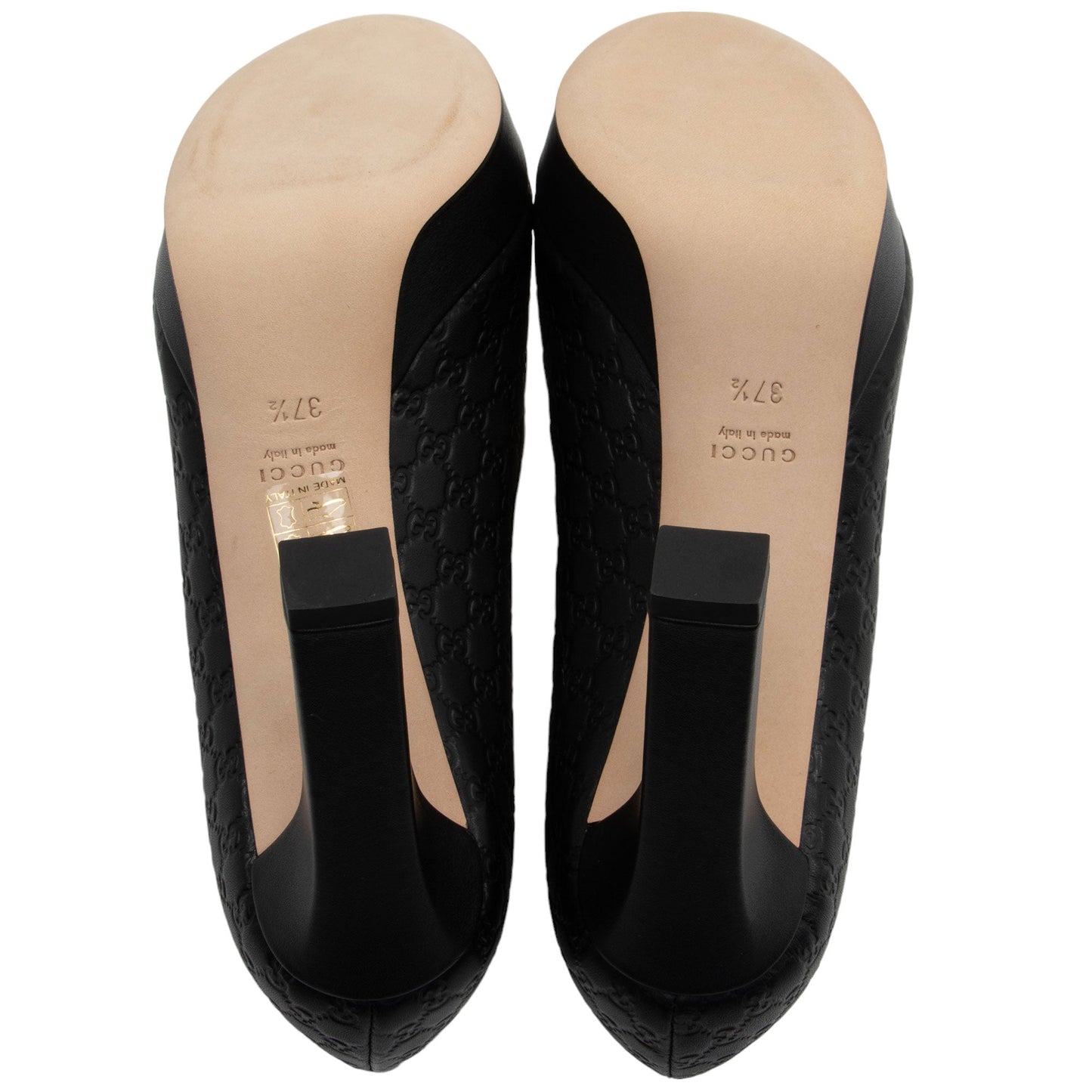 Gucci Microguccissima Peep Toe Pumps - Size 7.5 / 37.5 (SHF-CQZLdG)