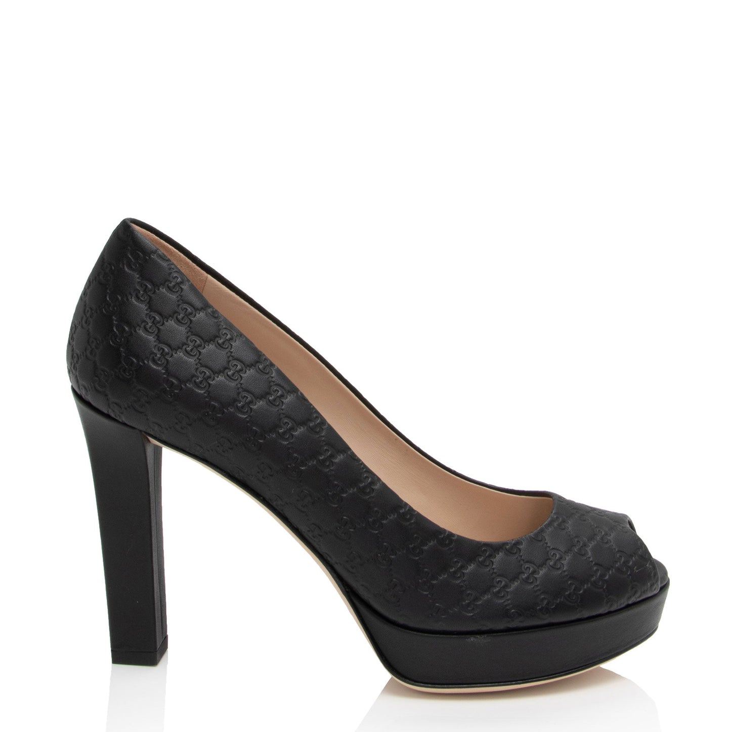 Gucci Microguccissima Peep Toe Pumps - Size 7.5 / 37.5 (SHF-CQZLdG)