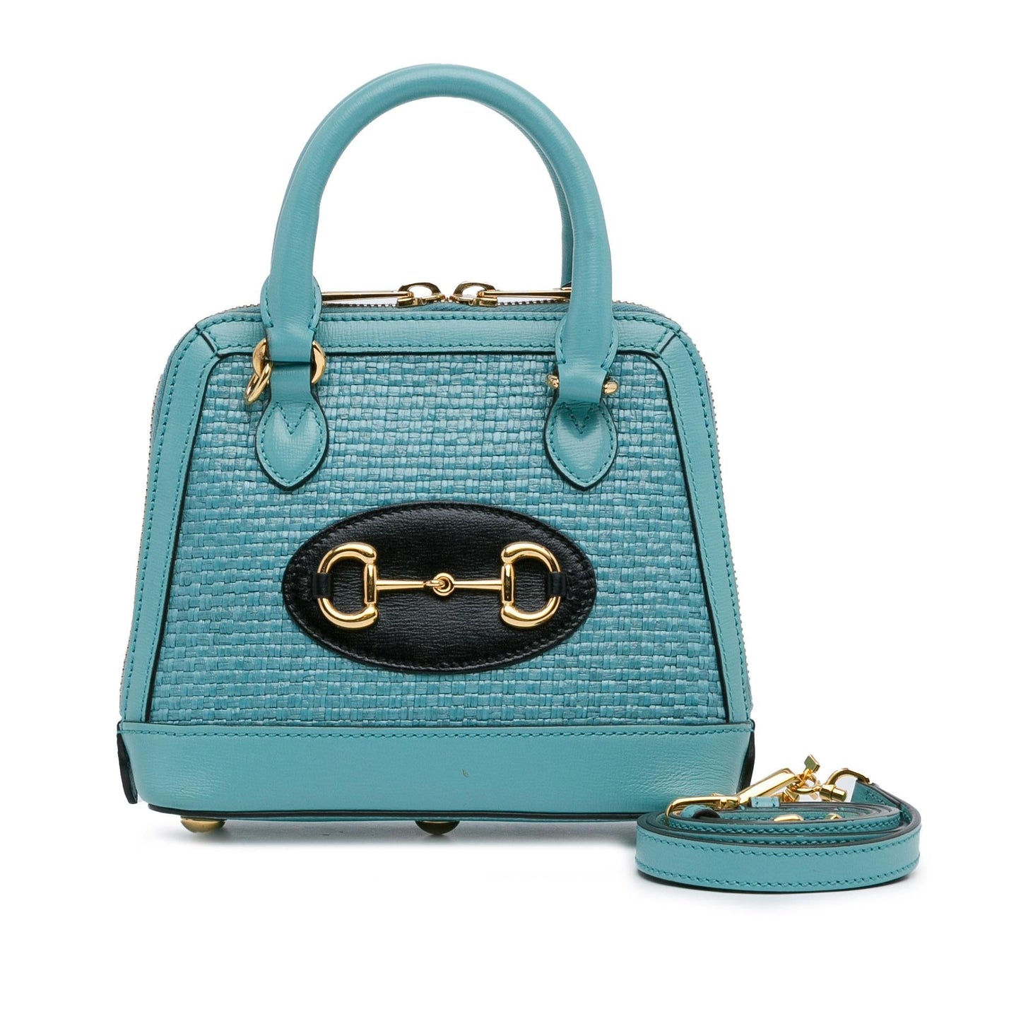Gucci Mini Raffia Horsebit 1955 Top Handle Bag
