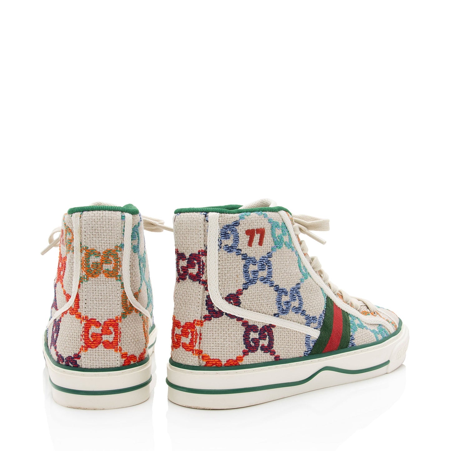 Gucci Multicolor GG Canvas Web 1977 Tennis High Top Sneakers - Size 7.5 / 37.5 (SHF-G3xf0d)
