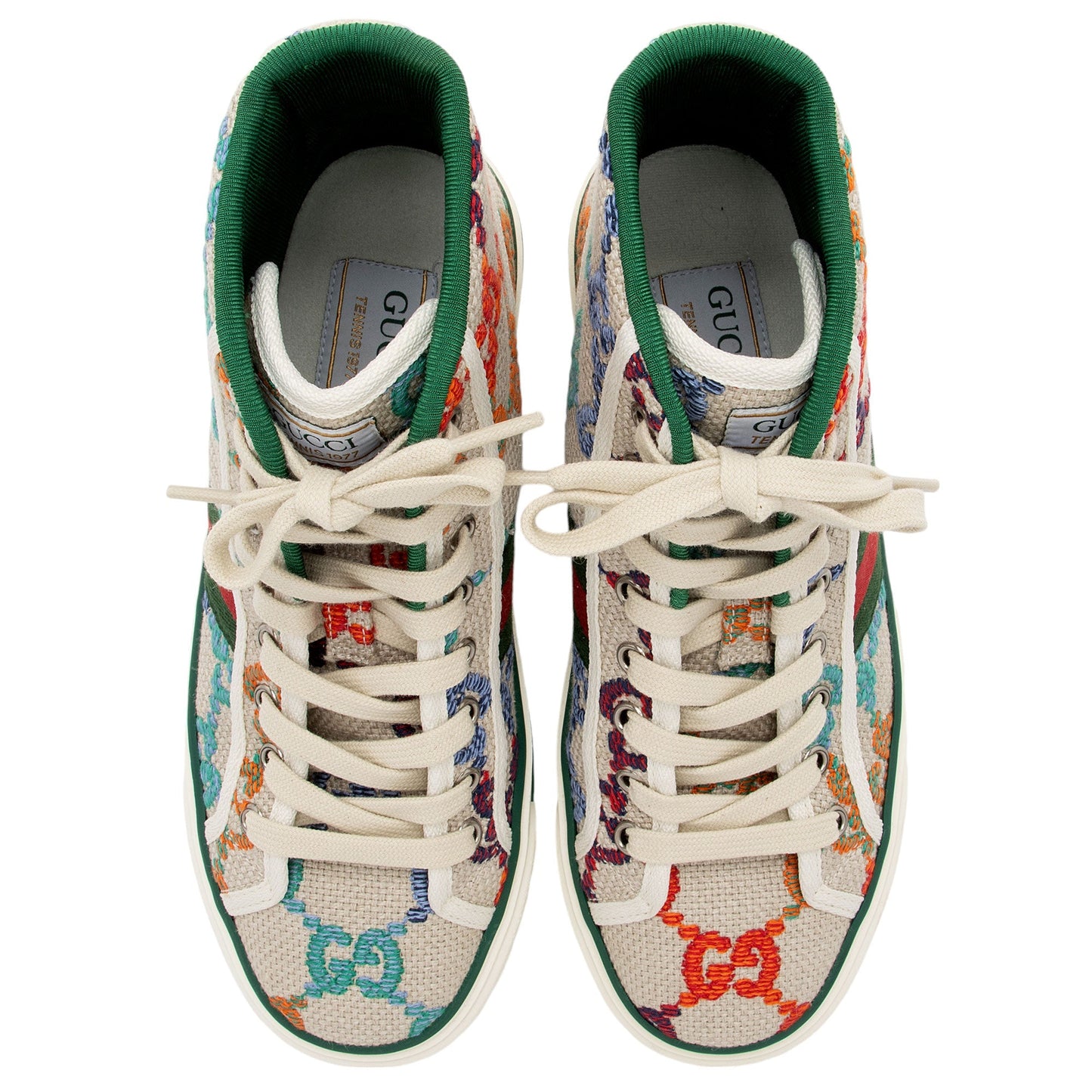 Gucci Multicolor GG Canvas Web 1977 Tennis High Top Sneakers - Size 7.5 / 37.5 (SHF-G3xf0d)