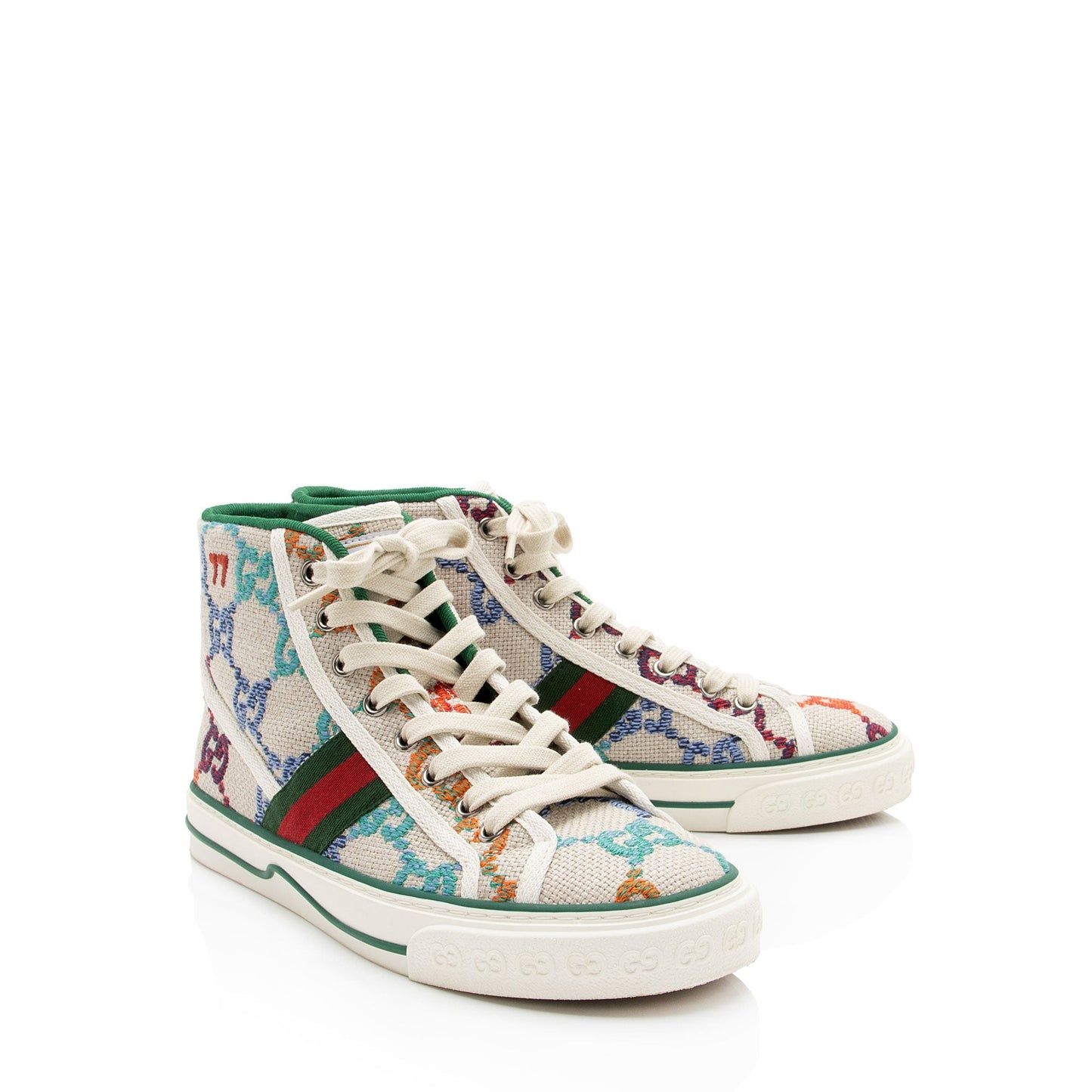 Gucci Multicolor GG Canvas Web 1977 Tennis High Top Sneakers - Size 7.5 / 37.5 (SHF-G3xf0d)