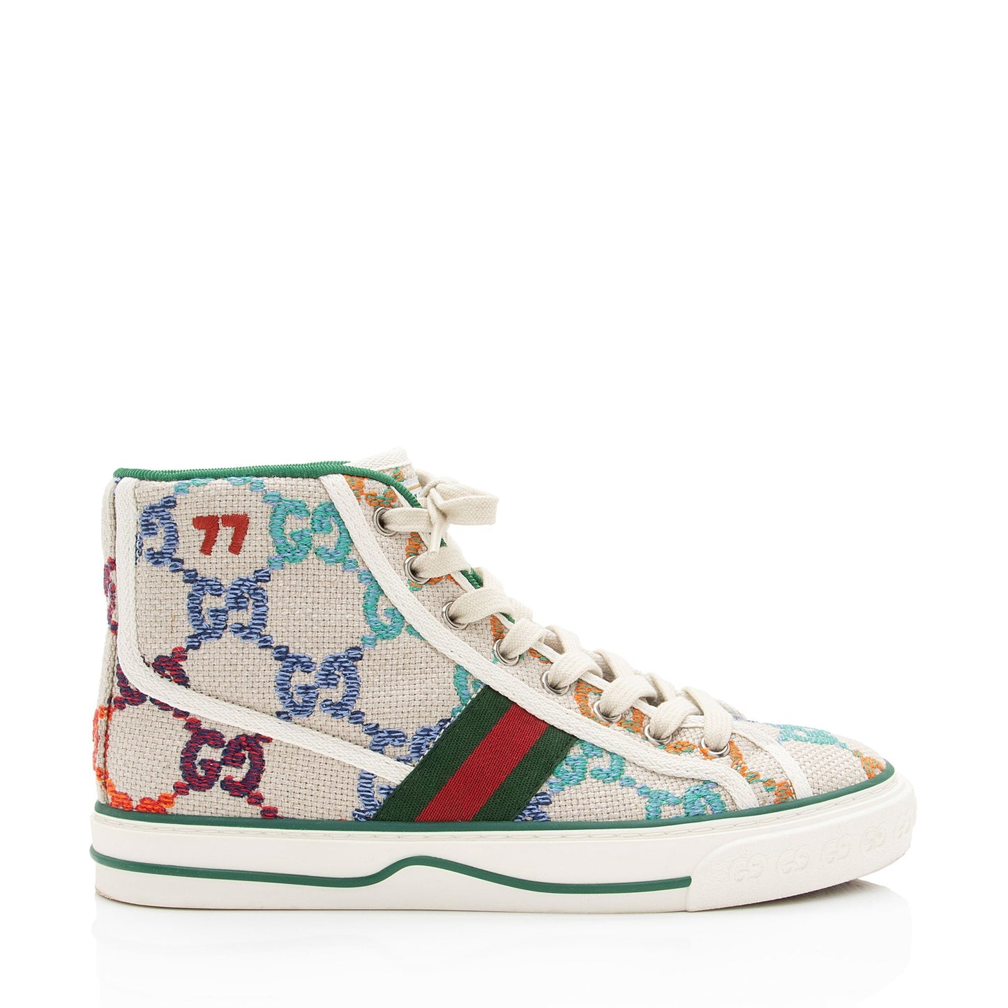 Gucci Multicolor GG Canvas Web 1977 Tennis High Top Sneakers - Size 7.5 / 37.5 (SHF-G3xf0d)