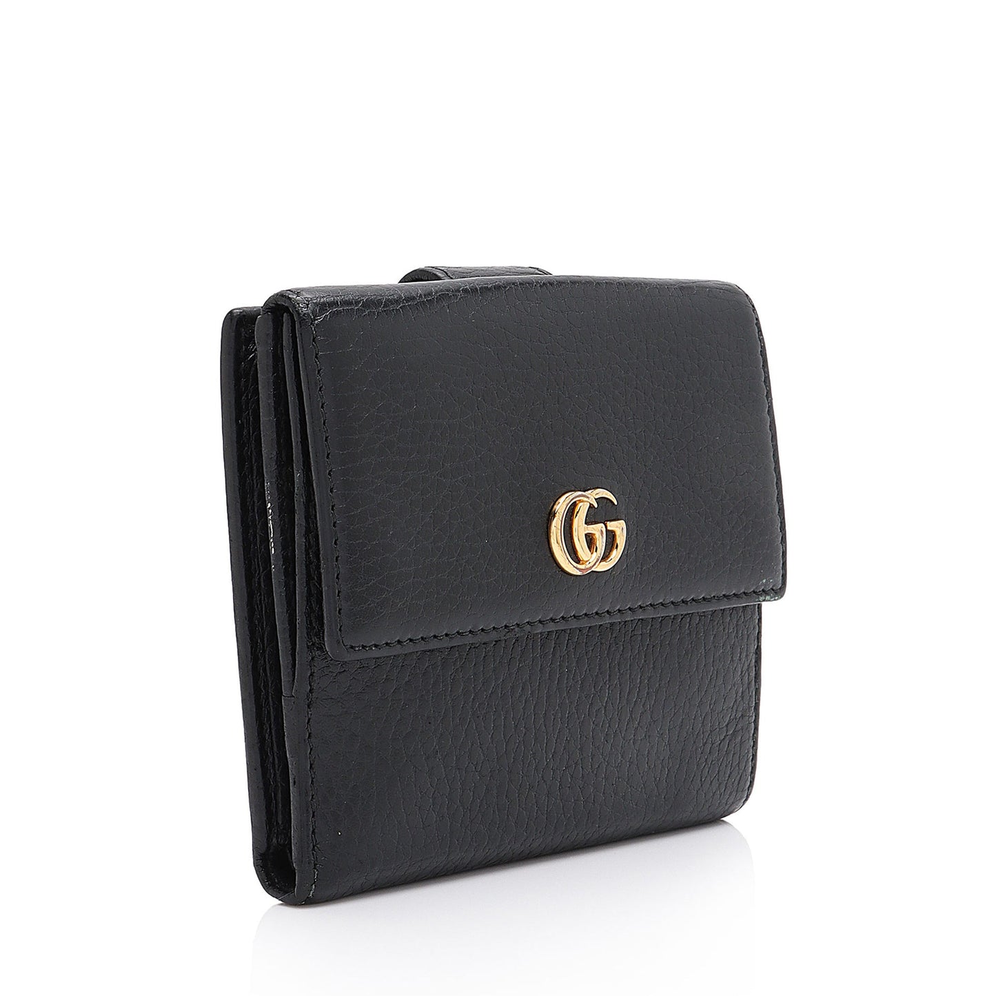 Gucci Pebbled Leather GG Marmont French Wallet (SHF-t6gHZo)