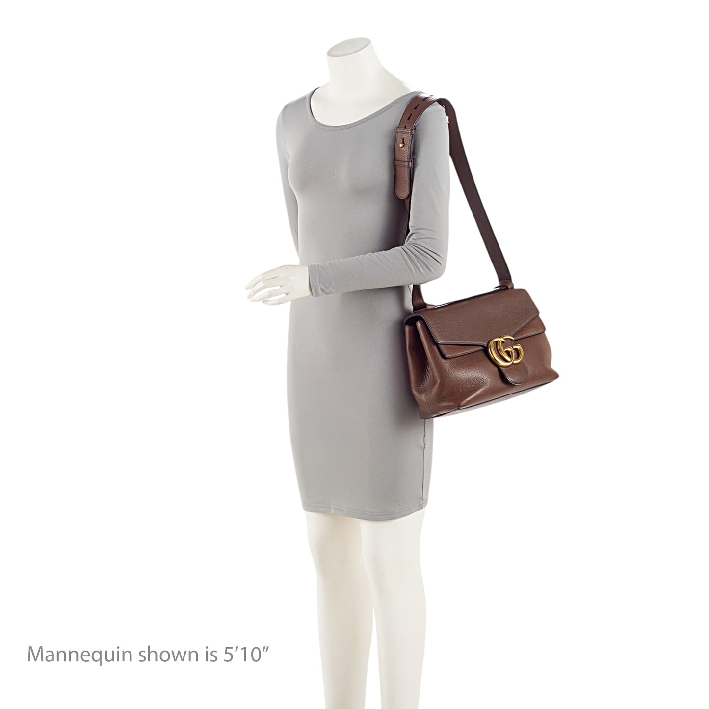 Gucci Pebbled Leather GG Marmont Shoulder Bag (SHF-h48Iia)