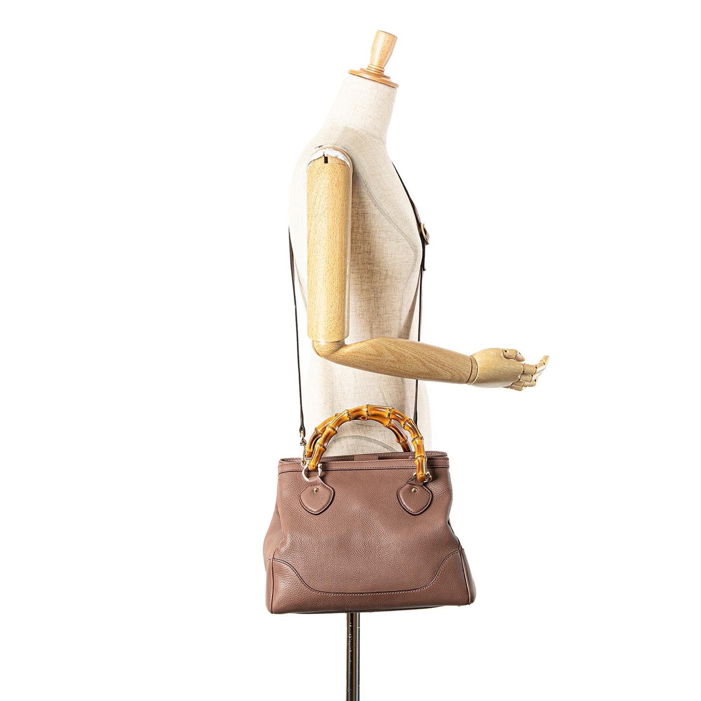 Gucci Small Pebbled Calfskin Diana Bamboo Top Handle Tote