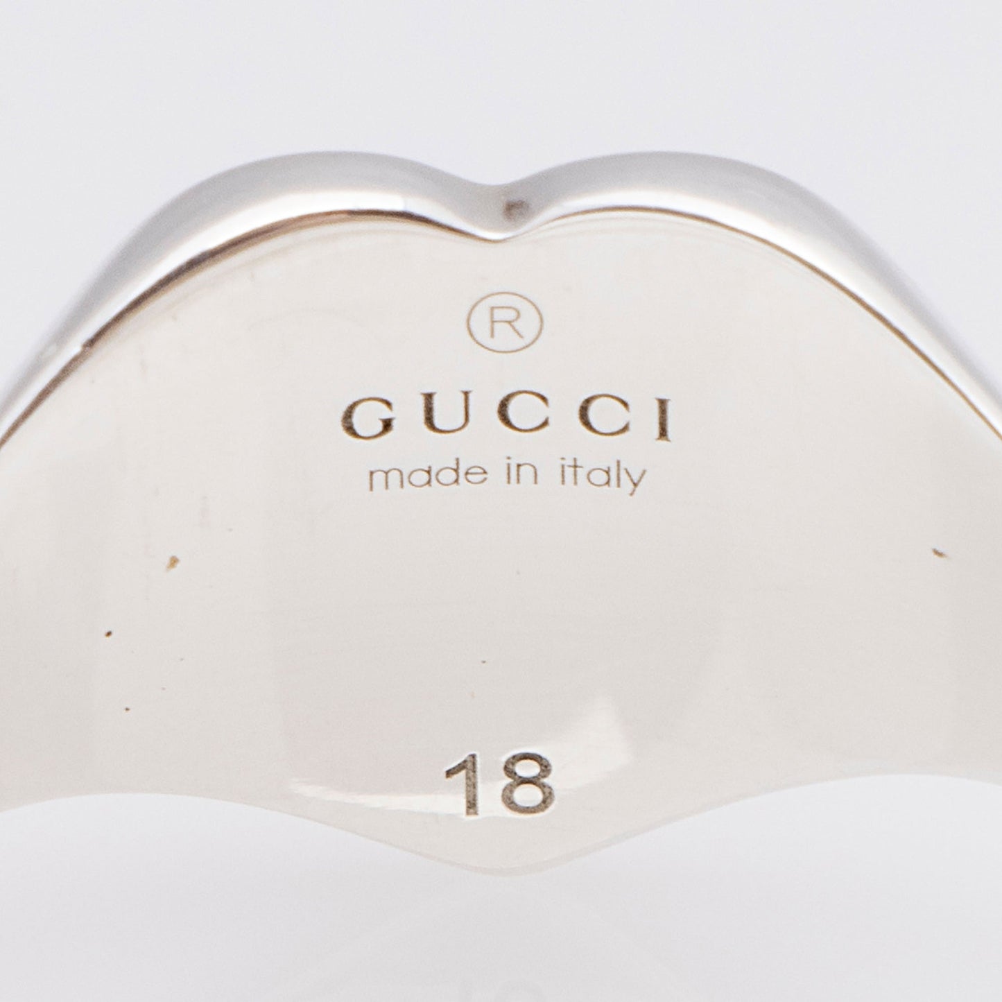 Gucci Sterling Silver Enamel Heart Ring - Size 8 1/4
