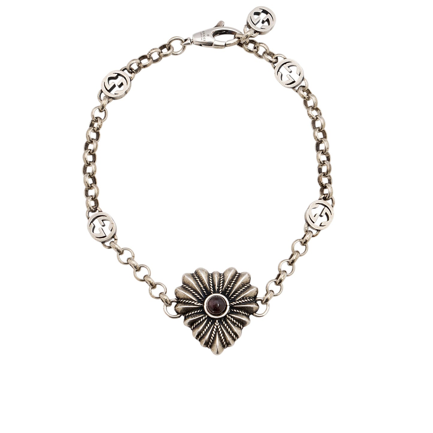 Gucci Sterling Silver Mother Of Pearl Interlocking G Bracelet
