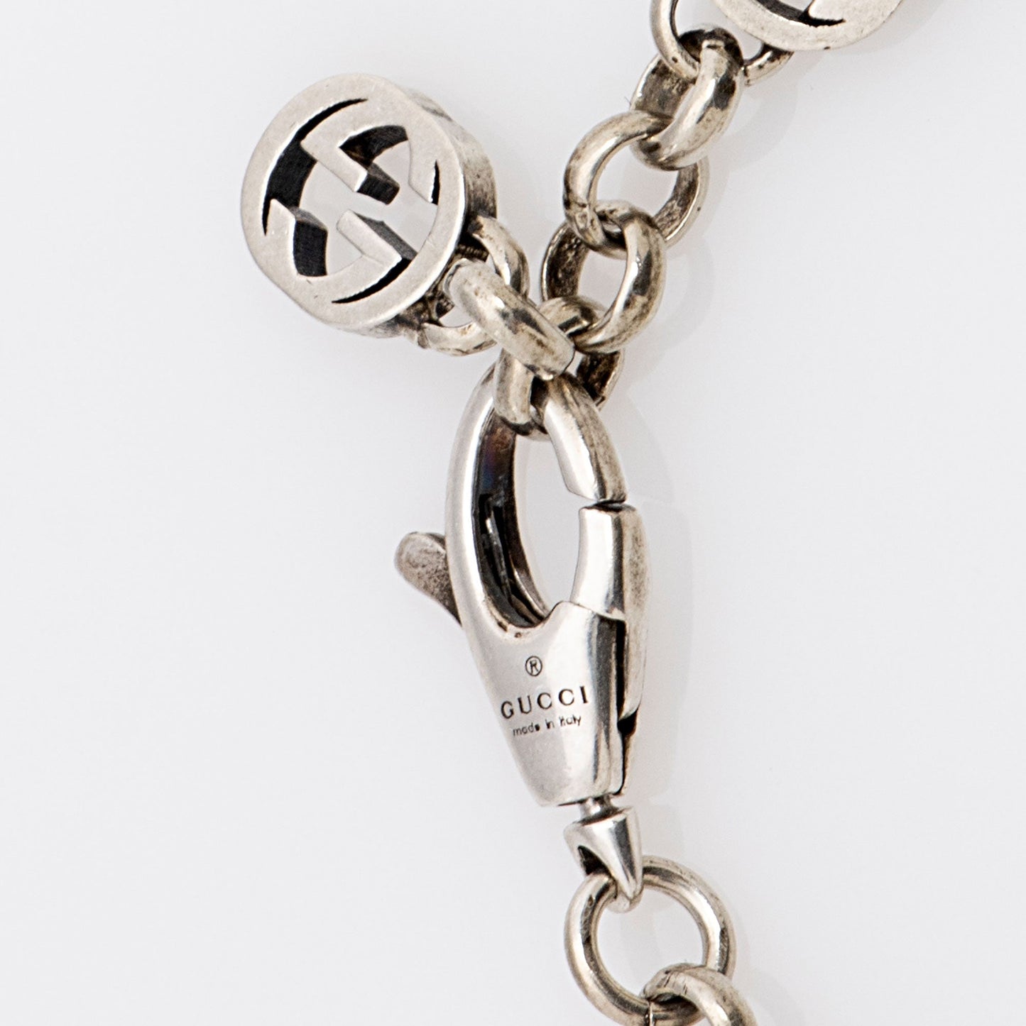Gucci Sterling Silver Mother Of Pearl Interlocking G Bracelet