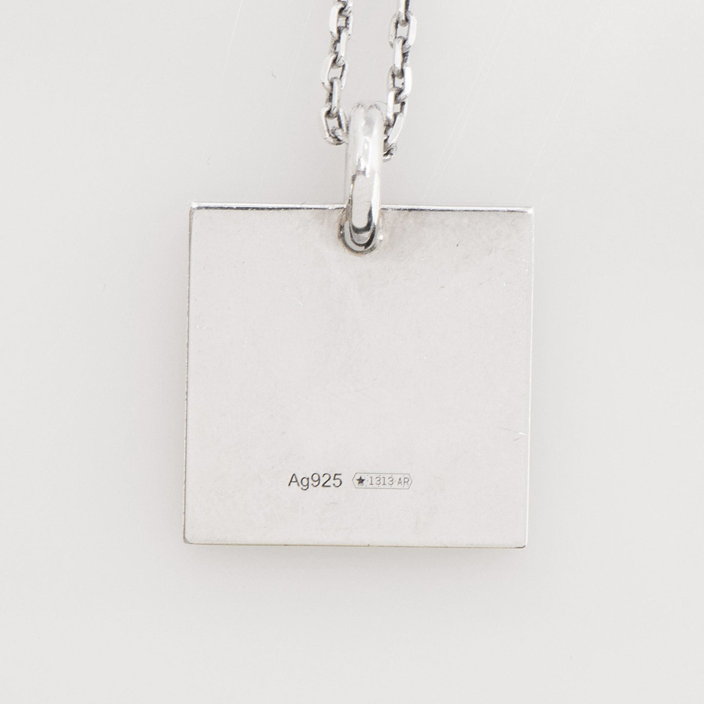 Gucci Sterling Silver Square Logo Pendant Necklace