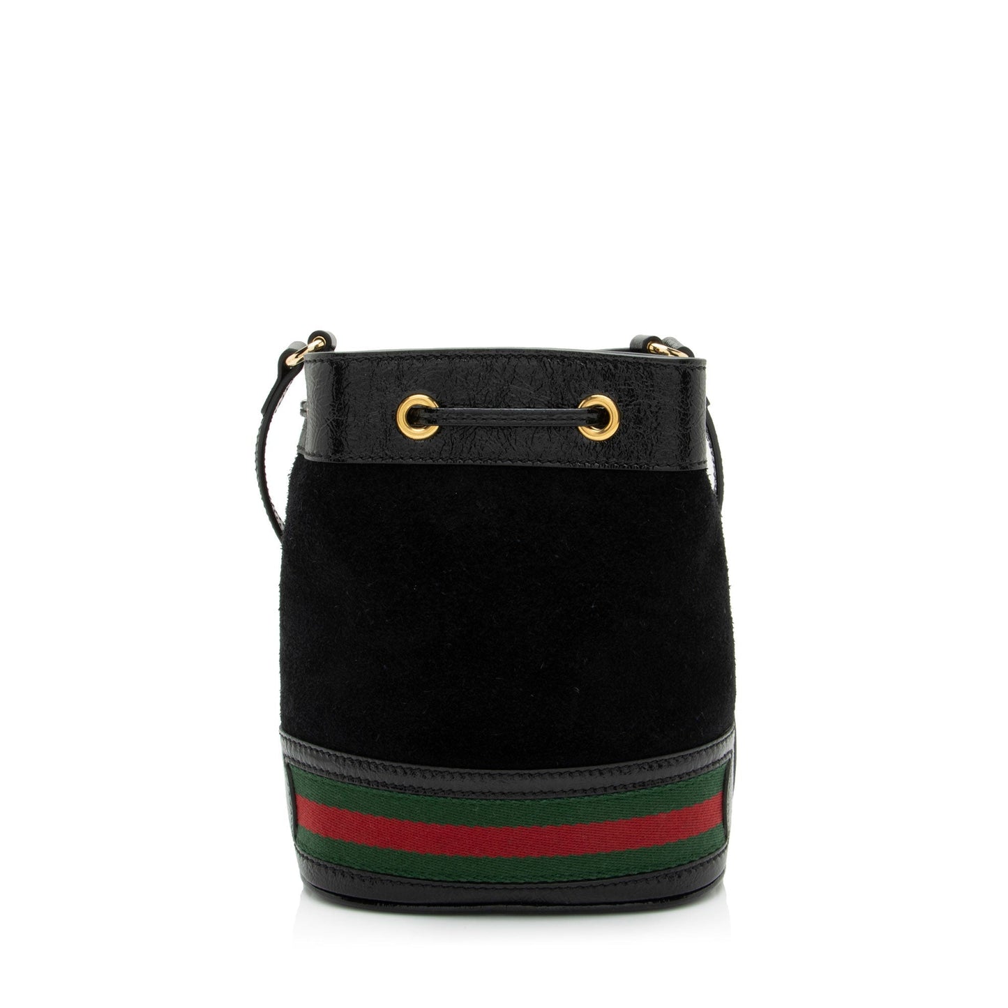Gucci Suede Patent Leather Ophidia Mini Bucket Bag (SHF-2h2Hru)