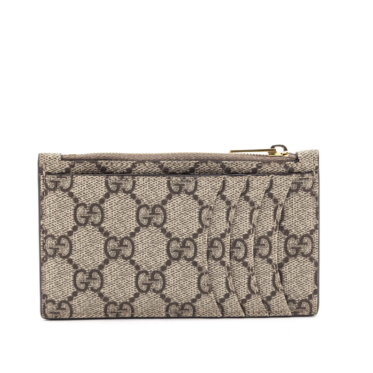 Gucci x Luxury Balenciaga Trending 2025 Beige GG Supreme Monogram Zip Card Case