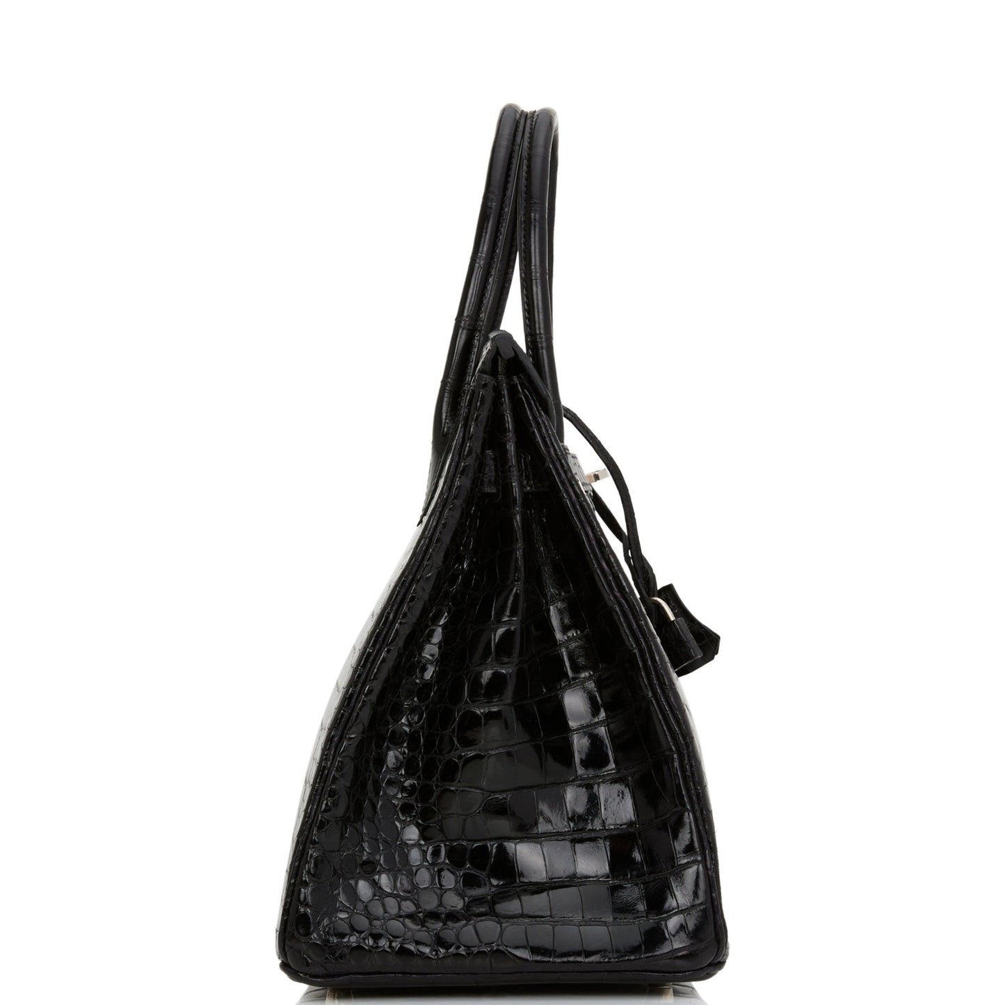Hermes Birkin 35 Black Shiny Porosus Crocodile Palladium Hardware
