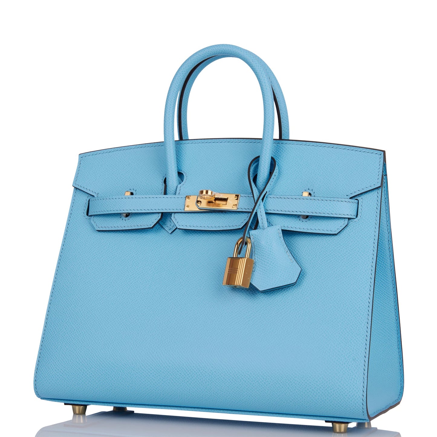 Hermes Birkin 25 Sellier Celeste Epsom Gold Hardware