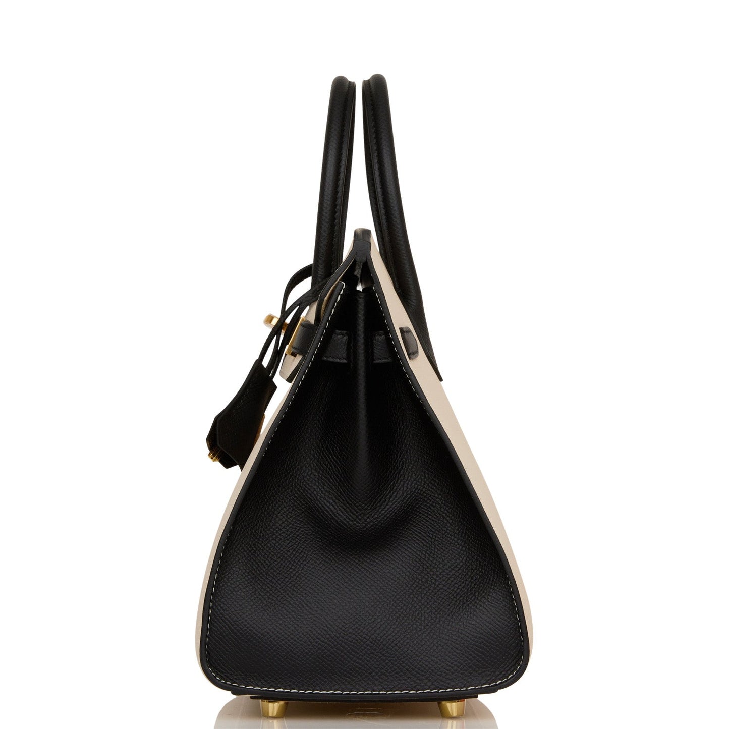 Hermes Birkin 25 Sellier Craie and Black Epsom Gold Hardware