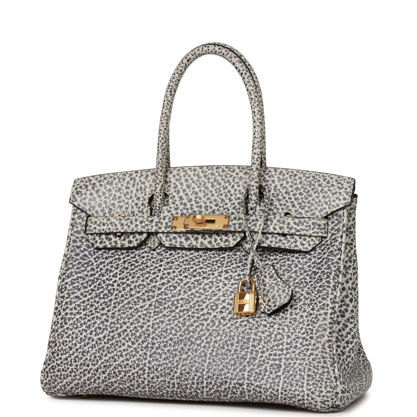 Hermes   Birkin 30 White Dalmatian Buffalo Gold Hardware