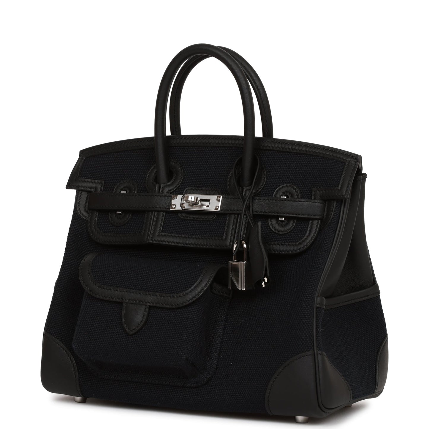 Hermes Birkin 25 Cargo Black Swift and Toile Canvas Palladium Hardware