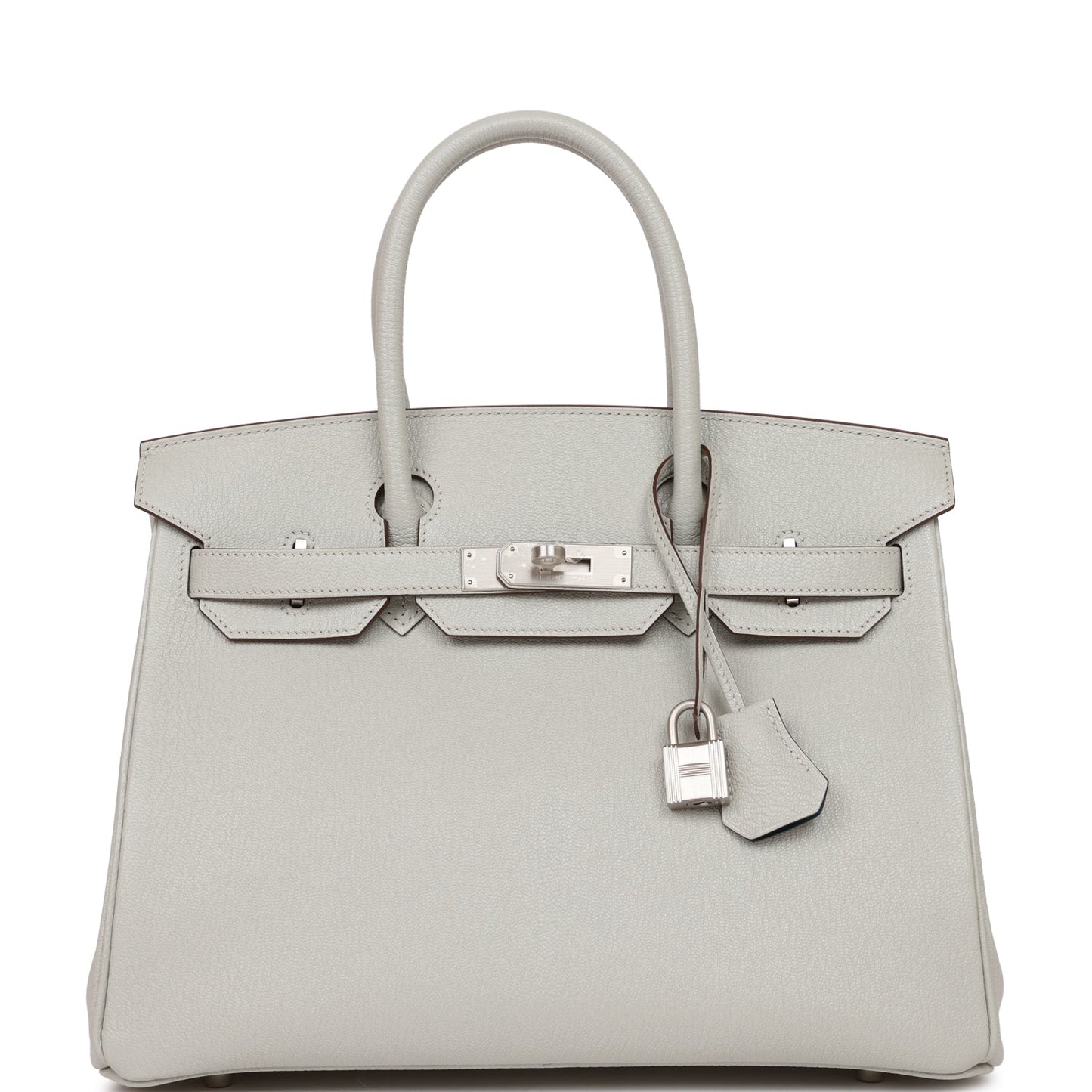 Hermes Birkin 30 Gris Perle Verso Chevre Brushed Palladium Hardware