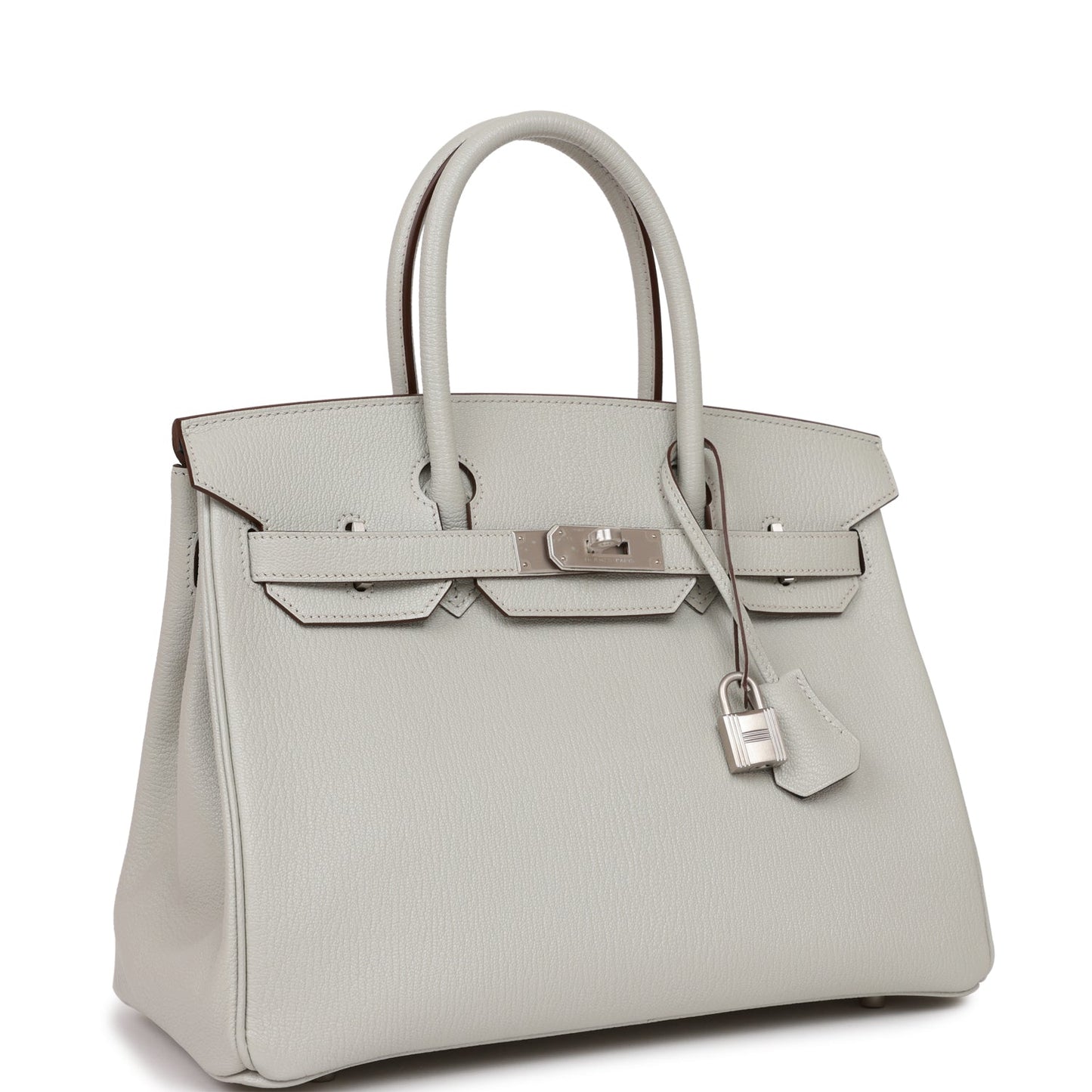 Hermes Birkin 30 Gris Perle Verso Chevre Brushed Palladium Hardware