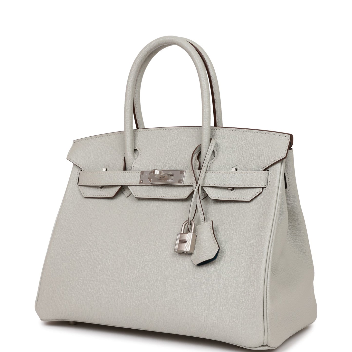 Hermes Birkin 30 Gris Perle Verso Chevre Brushed Palladium Hardware