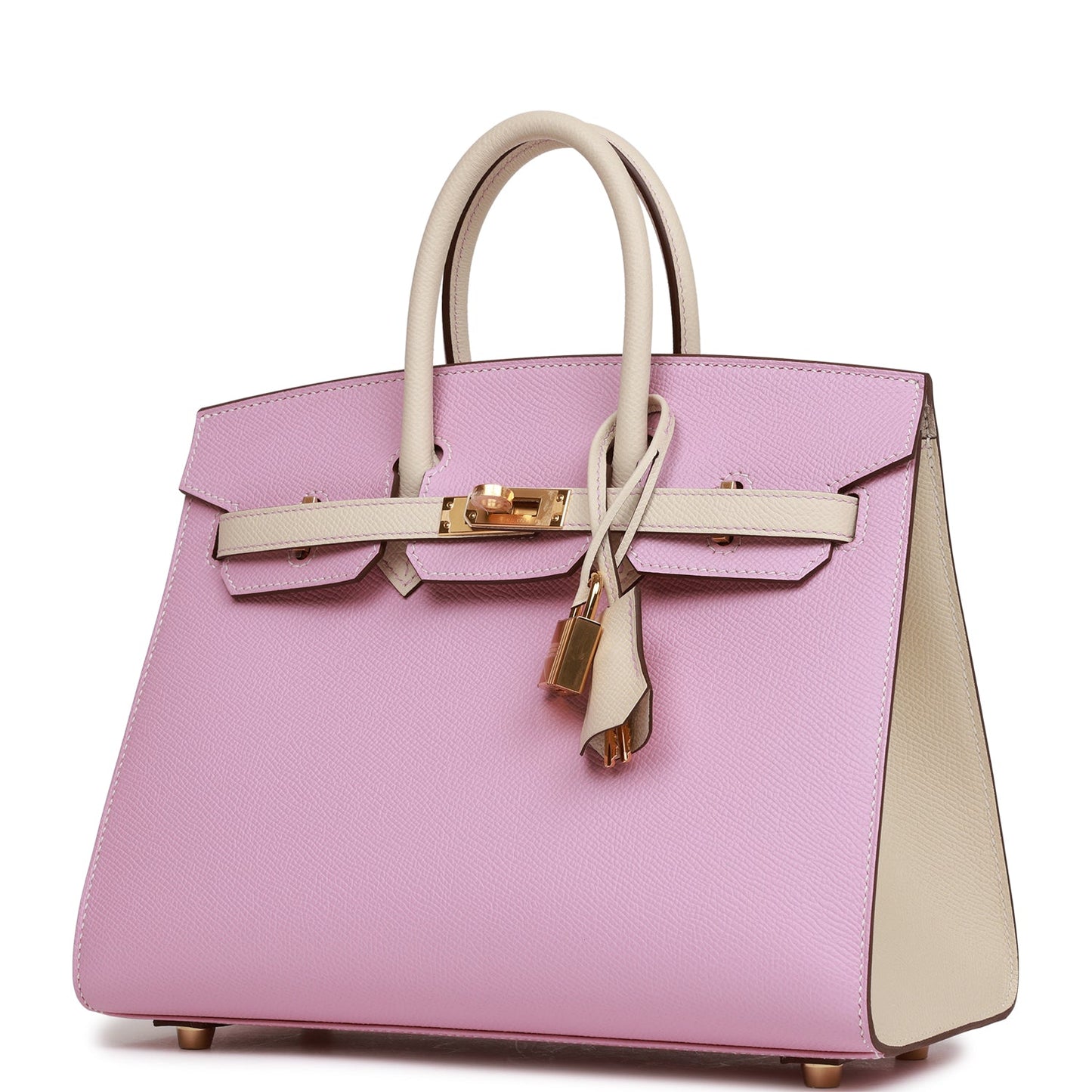 Hermes Birkin 25 Sellier Mauve Sylvestre and Craie Epsom Rose Gold Hardware